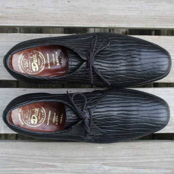 Vtg Dack's Black “Baffin Seal” Leather Derby, Men's 10 D, Made in Canada, EUC - Picture 8 of 12